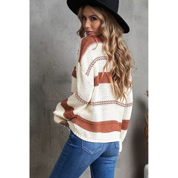 LAST ONE! Plus Size Colorblock Sweater With Lattern Sleeves - Picture 5 of 7